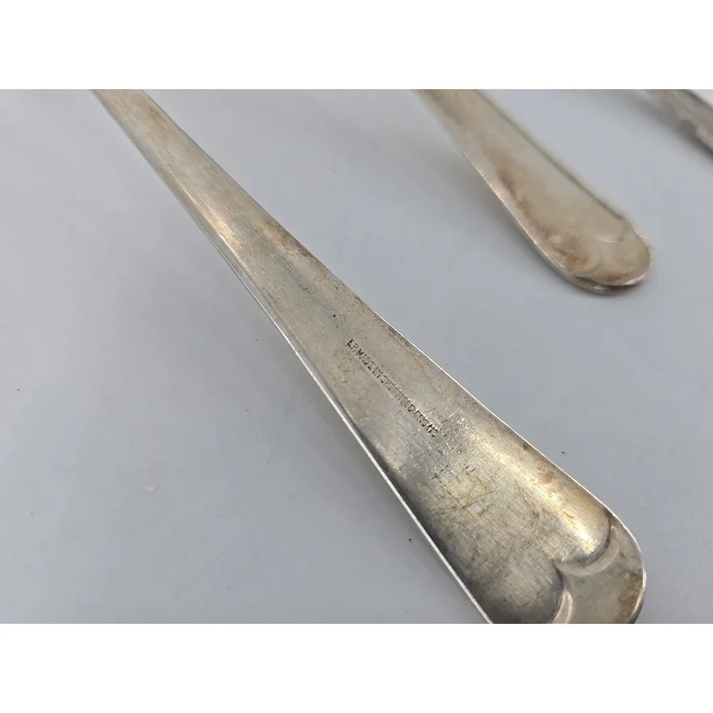 2 Pair Vtg Sheffield Salad Fork & Spoons Silver Plated Salad Serving Set England